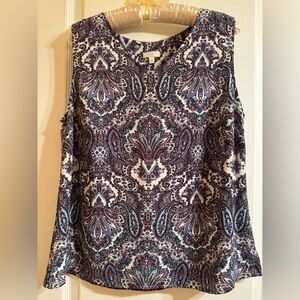 NWOT Talbots Colorful Paisley Sleeveless Blouse - Size Medium